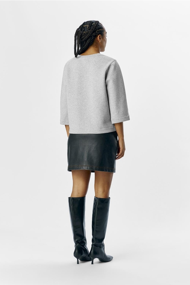 OBJROELLA RE 3/4 SWEAT TOP 137 23046002 LIGHT GREY MELANGE